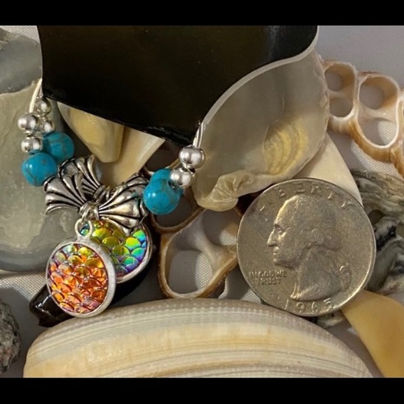 Handmade Mermaid Scale Hoops Lt. Blue, Dk Blue, Gold Scale Take your pick. - Picture 10 of 10